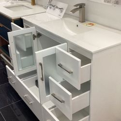 48” Bathroom Vanity Cabinet Solid Wood Porcelain Top Ready For Pick Up 