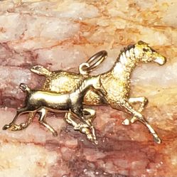 🎠 14K Gold Horse & Pony Pendant