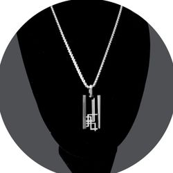 🌟 Elegant Stainless Steel Tone Geometric Pendant Necklace for Men 