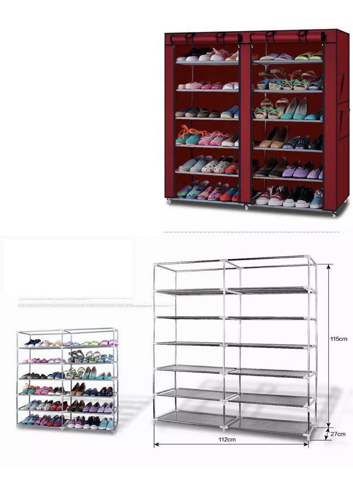 36pair Portable Shoe Storage Wardrobe Rack Shelves Closet Cover