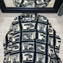 Vintage 1990s f.l.a.s.h.b.o.y.s. Greek Architecture All Over Print Button Up Shirt