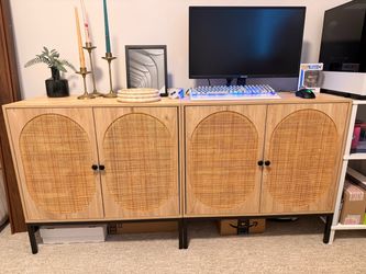 Rattan Storage Cabinets Set of 2