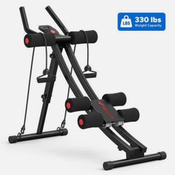 Adjustable Ab Trainer Machine with LCD Monitor, Core & Waist  Black