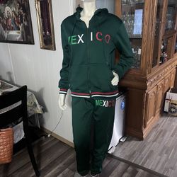 Green Mexico Athletic Zip-Up Tracksuit Set
