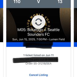 2 Tickets Sounders vs Botafogo