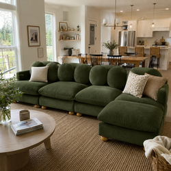 Montclair 123" Modular L-Shaped Chenille Sectional Sofa with Ottoman