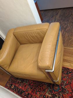 Tan Leather LC3 Lounge Chair  style Cassina Le Corbusier