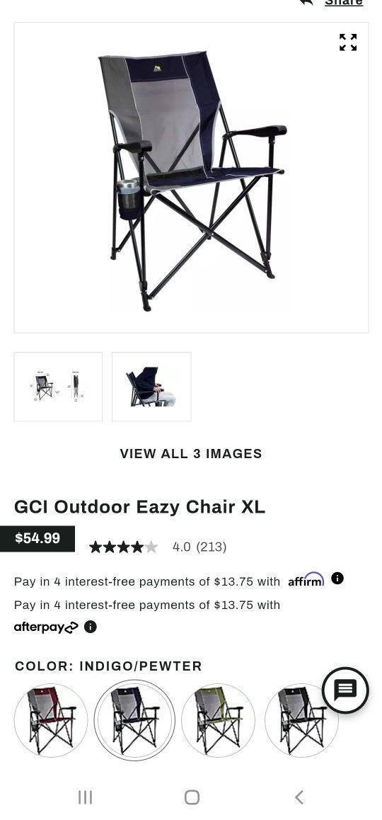 Gci Outdoor Eazy Chair Xl. Brand New.