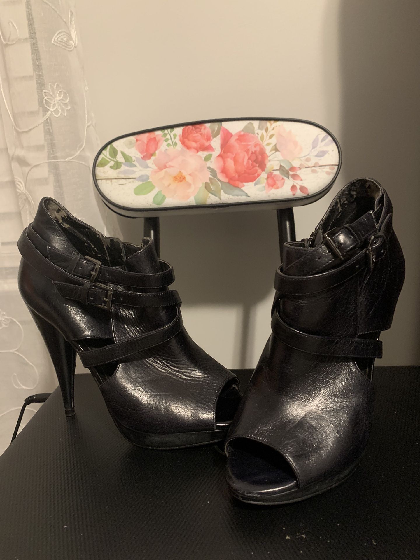 Leather High Heel Boots