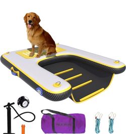 Inflatable Dog Water Ramp with Non-Slip Steps & D-Rings–220 lbs Capacity,.3"x4", Portable Floating Ladder for Pool, Boat, Lake 