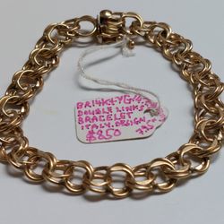 14k Yellow Gold Mens Double Links Bracelet Italy 7.25" In Length 