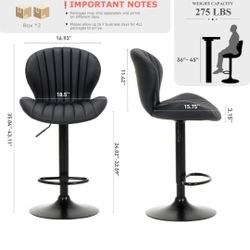 COLAMY Bar Stools Set of 6, Modern Swivel Bar Chairs, Adjustable Faux Leather Upholstered Barstools Counter Height with High Backrest for Bar, Kitchen