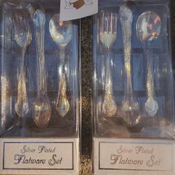 New 3pc Set Of Silver plated Baby Keepsake Silverware. Child Spoon, Fork And Baby Spoon. Great Gift.