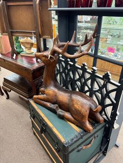 Large Woodland Forest Deer Statue