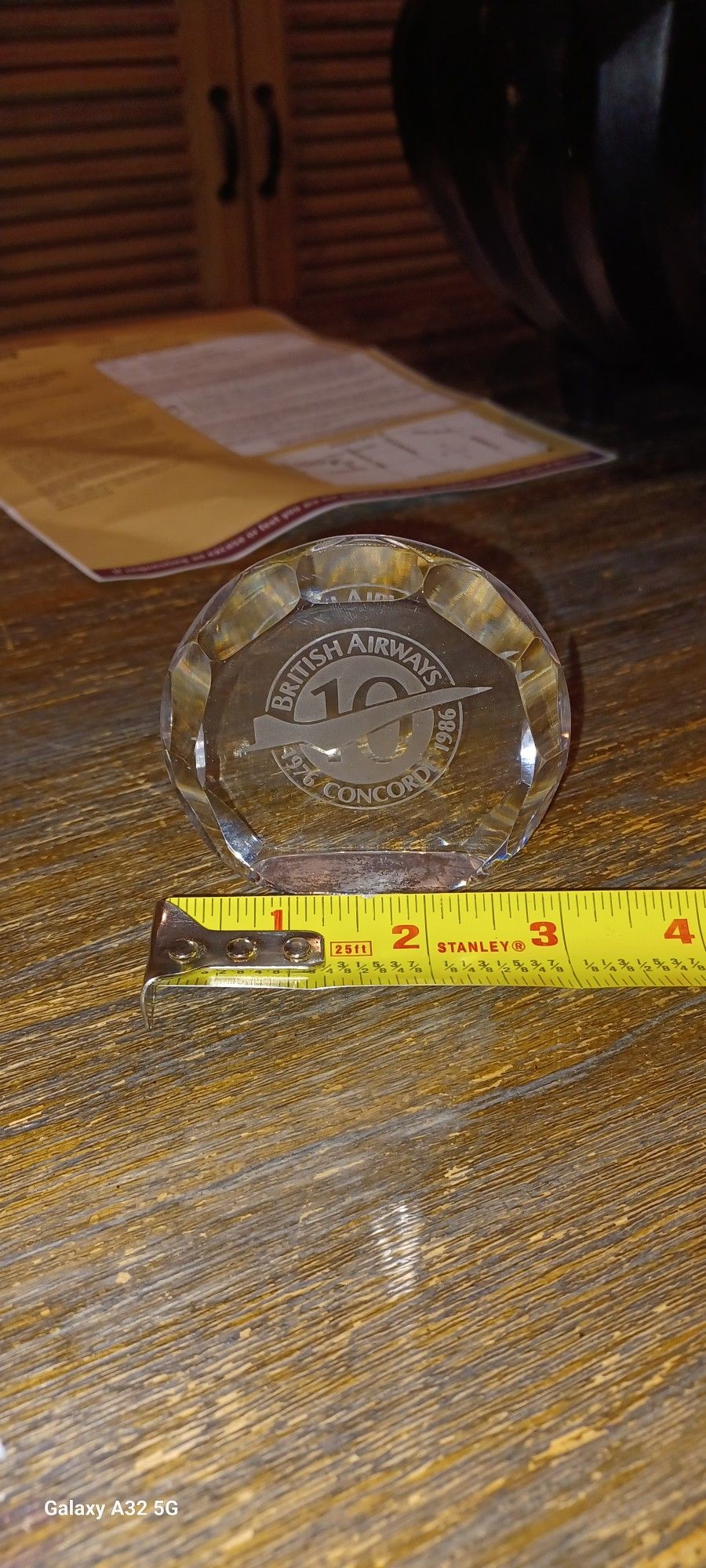 British Airways 10th Ann. 1986 Crystal Decorative Piece $65obo