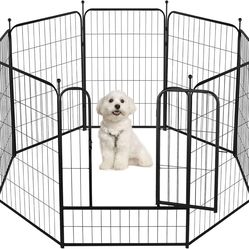 32-Inch 8 Panel Dog Playpen – Foldable Pet Fence for Small & Medium Dogs, Indoor Outdoor Metal Dog Pen for Yard, Camping, RV, Garden – Portable Puppy 