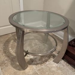 Glass Metal End Table 