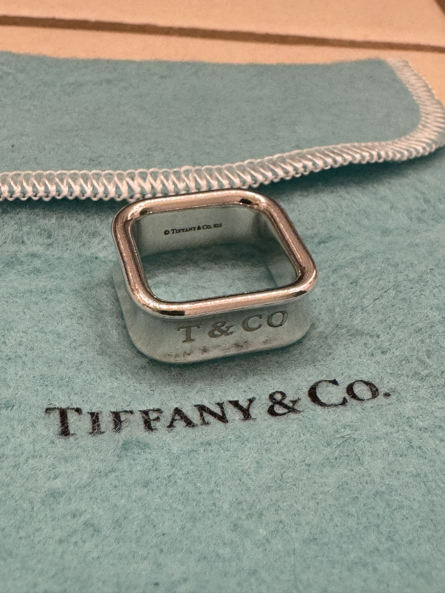 Authentic Vintage Tiffany & Co Sterling Silver 1837 Square Ring