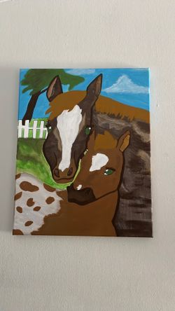 Horse painting (Safe by her side)    Sides of canvas is painted too