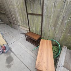 Side Table And Entry Way Shoe Rack Coat Hanger 