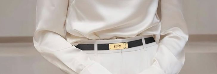 Women Skinny Leather Belt Adjustable Thin Belt Turn Lock Buckle