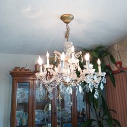 1970's Maria Theresa Crystal 12 Light Chandelier 