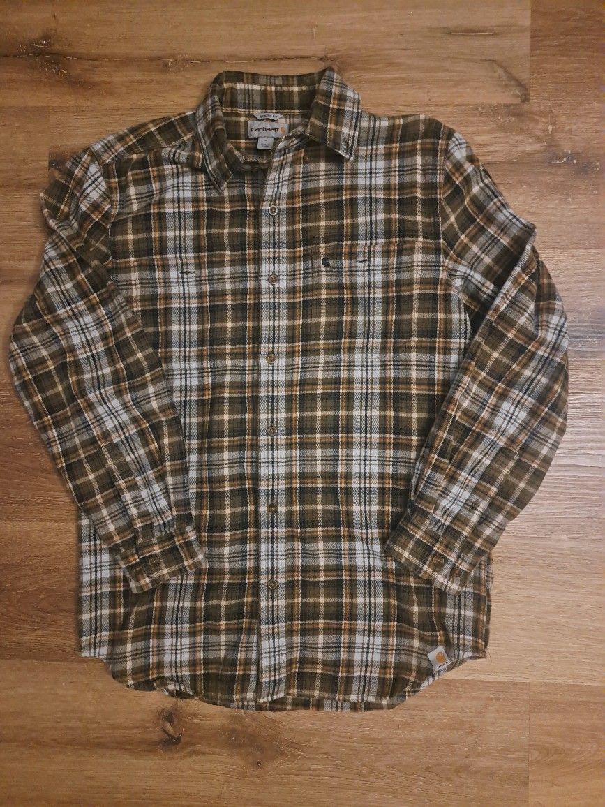VTG Carhartt Mens M Flannel Shirt Hubbard Classic Plaid Original Fit