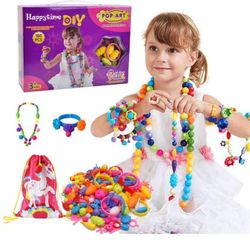Snap Pop Beads Girl252 Pcs DIY Jewelry Marking Kit Fashion Fun for Necklace Ring Bracelet Art Kids Crafts Birthday Fun Gifts Toys for 3, 4, 5