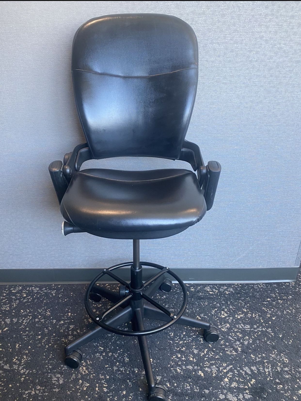 Steelcase Leap Real Leather Armless Drafting Chair Work Stool In