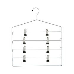 Organize It All 4 Tier Swing Arm Slack Rack Metal Clip Hanger - Silver: Chrome Multipurpose Pants & Scarves Hanger