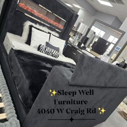  🌟Queen, King Light Up Fireplace TV Pop Up Bed Frame ✨️ Furniture Sectionals