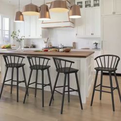 New assembled set of 4, 30 https://offerup.com/redirect/?o=aW4uQmxhY2s= Solid Wood Bar Stool for Kitchen Island Counter Stool with Spindle Back 