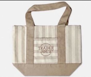 Trader Joe’s tan strip mini tote bag