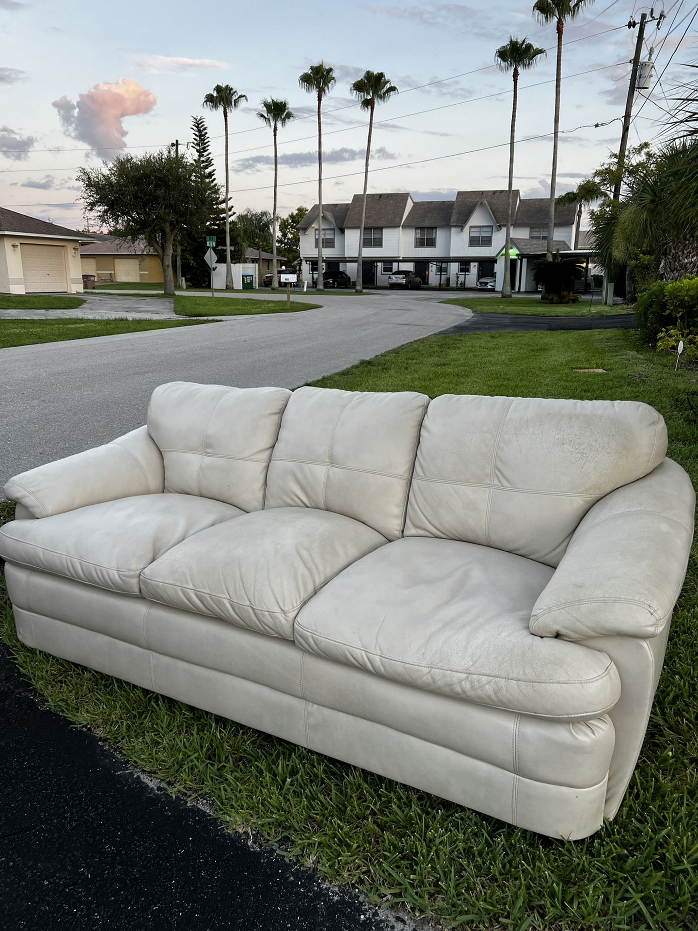white leather couch