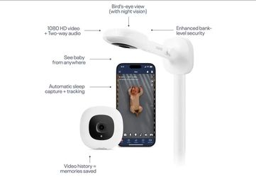 Nursery Bundle Smart Baby Monitor with Wall Mount – 1080p HD Wi-Fi Camera, Sensor-Free Breathing Monitoring, Sleep Tracking, Two-Way Audio, Night Visi