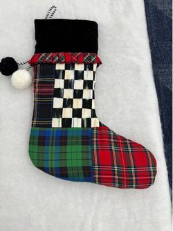 MacKenzie-Childs Inspired Patchwork Christmas Stocking – Courtly Check & Plaid – Large 20”