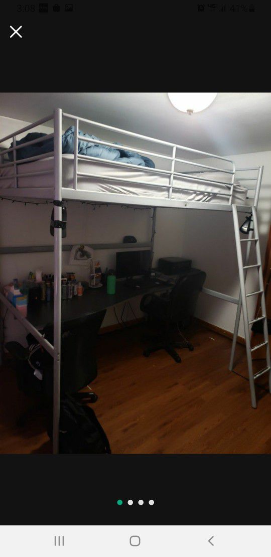 Full Size Ikea Loft Bed with desk.