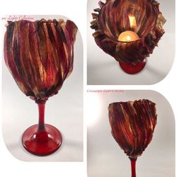 Burgundy Custom Design Wine Glass Tea Light Candle Holder Home Decor Gift 1pc