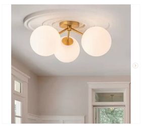 Lueck 18.12 in. 3-Light Gold Sputnik Semi Flush Mount Ceiling Light Fixture - New