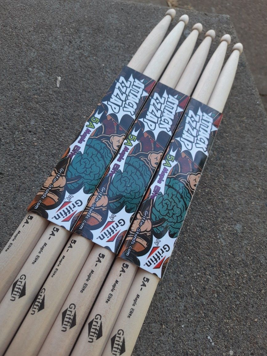 Griffin 5A Maple Drumsticks 3 Pairs For $10
