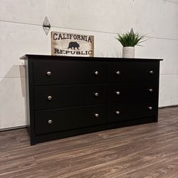 Modern 6-Drawer Kids or Nursery Dresser, Black Finish