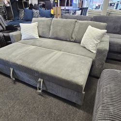 Brand New Sofa Pull Out Bed Grey Corduroy Fabric $449
