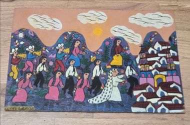 Lucas Lorenzo Signed Original Mexican Folk Art Painting Xalitla Guerrero 12x9