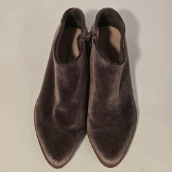 Kelsi Dagger Velvet Pointed Ankle Boots in Taupe Brown