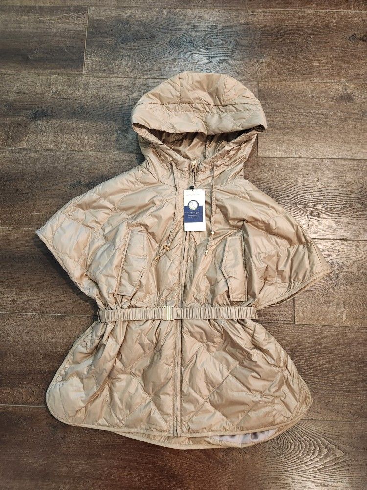 The AtG size L quilted jacket, short sleeves, Goose Down,new , belted