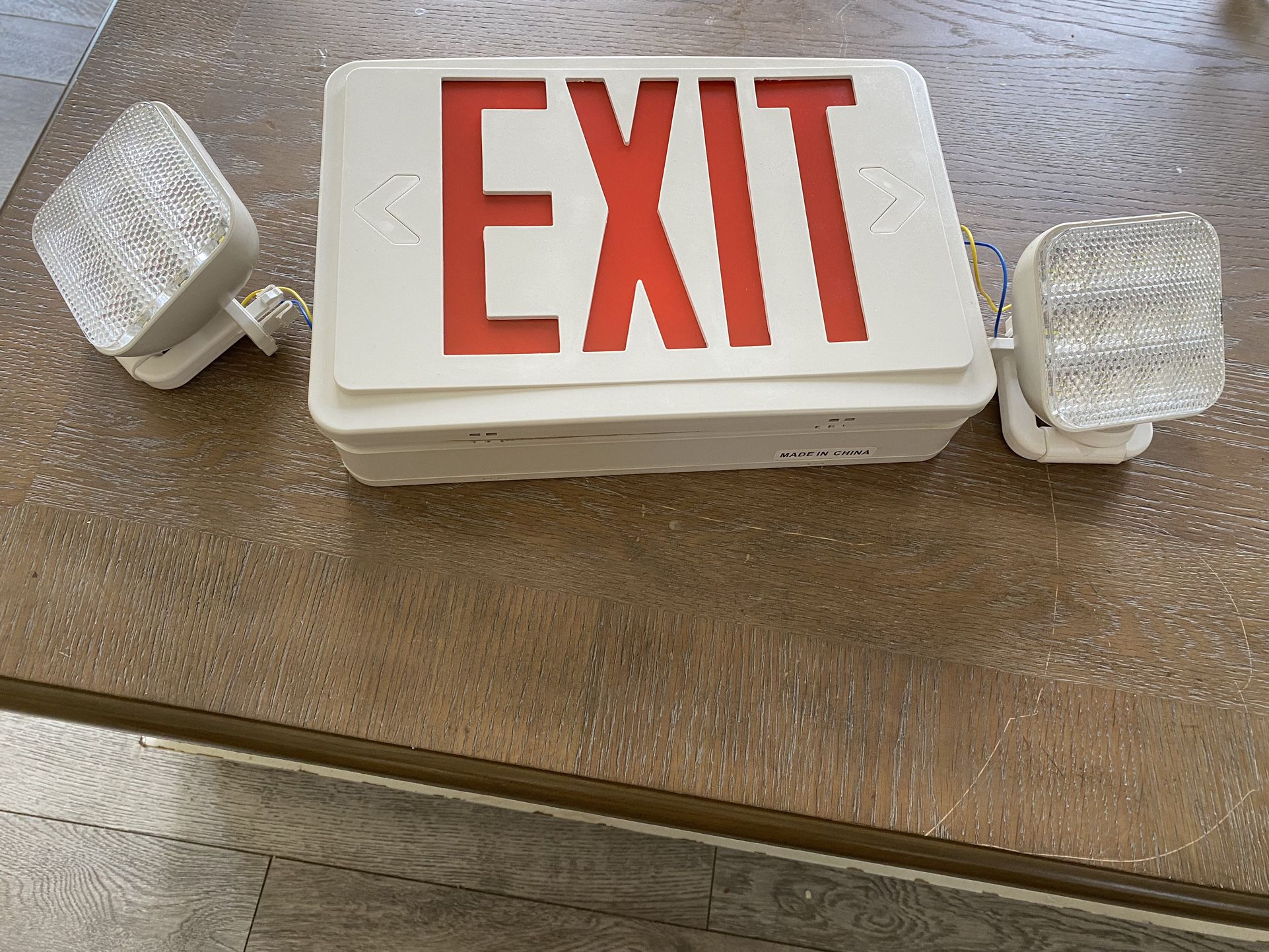 6 Total Double Sided LED Emergency EXIT Sign Two LED Flood Lights Emergency Exit Sign, Red Letters,