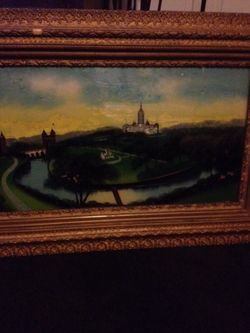 Old painted on glass artwork of the state capital
