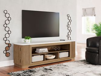 Camdill Light Brown XL TV Stand w/Fireplace Option (Online Special Price)