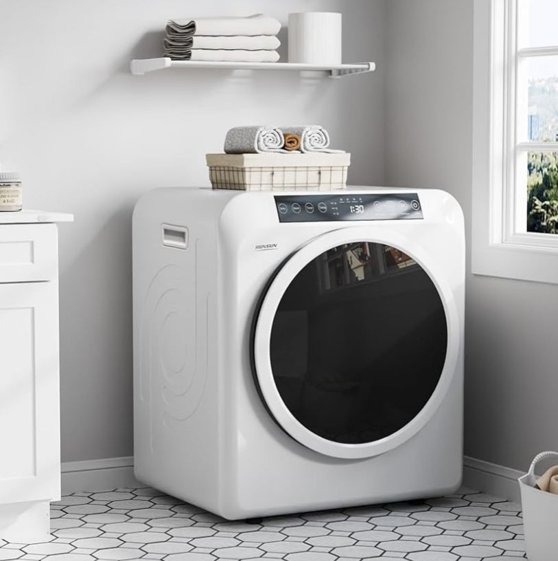 ROVSUN 13.2LB Portable Clothes Dryer, 3.5 Cu.Ft High End Front Load Tumble Laundry Dryer with LCD Touch Screen, Stainless Steel Tub for Apartment, Hom