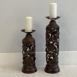 Set Of 2 Vintage Entrada Candles Holder 14 Inches and 21 Inches Tall